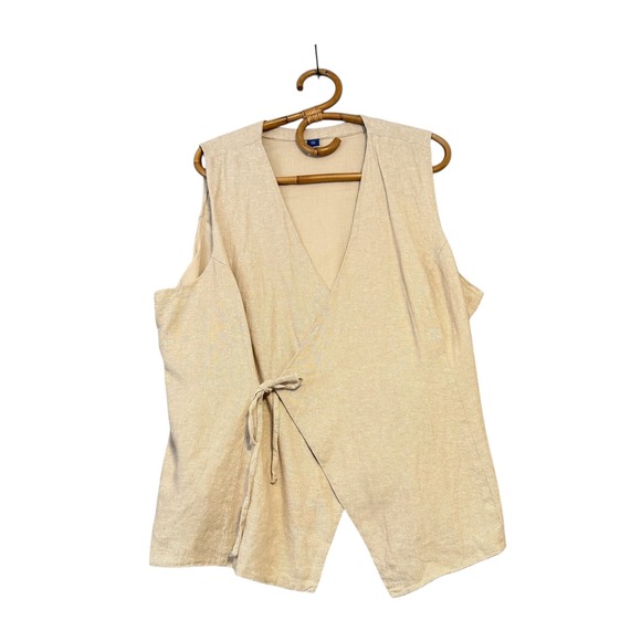 Old Navy | Linen Blend Side Tie Wrap Vest Size XXL - Picture 5 of 13